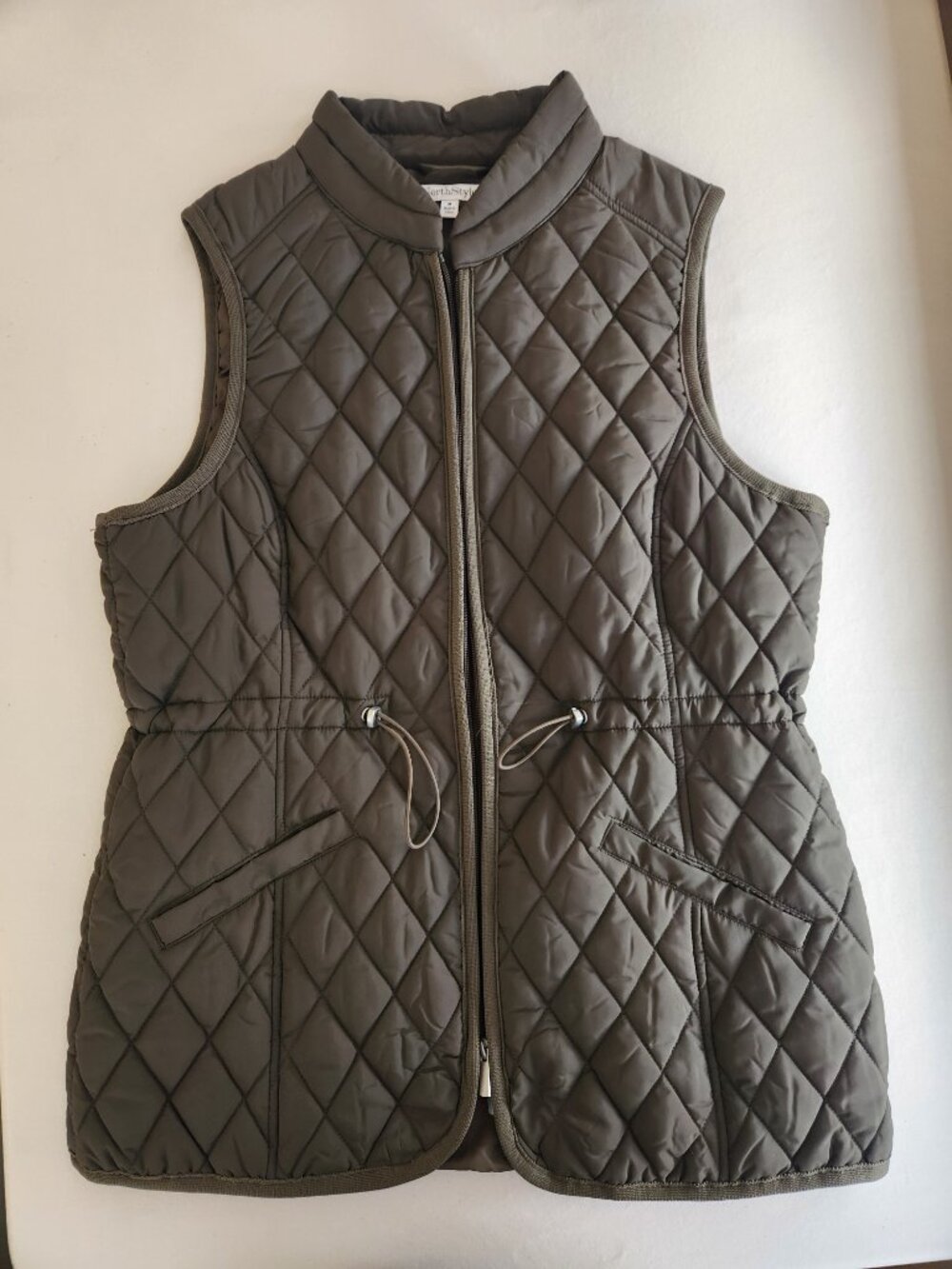 NWOT Northstyle Mock Neck Cinch Waist Puffy Vest Hunter Green M - Picture 8 of 12